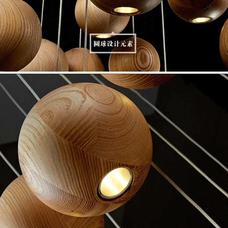Solid Wood Creative Art Pendant Light