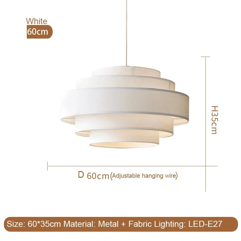 Nordic Fabric Pendant Light Wabi Sabi Led Chandelier for Living Room Bedroom Home Decor White cloth Pendant lamp