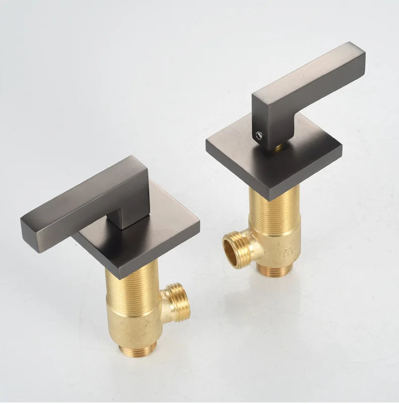 Three Hole Basin Faucet Brass Gun Grey Bathroom Faucet Cold and Hot Water Black Mixer Tap 3 Pieces Bathtub torneiras de cozinha