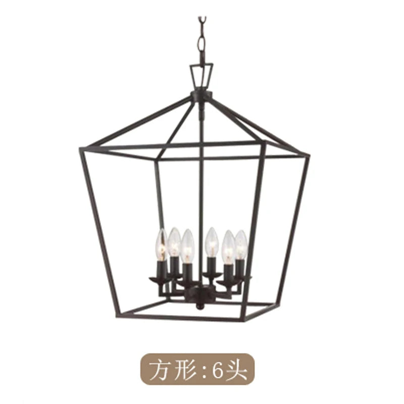 Nordic Designer Dining Room Lamp Rectangular Creative Simple Plain Industrial Style Black Living Room Bedroom Candle Chandelier