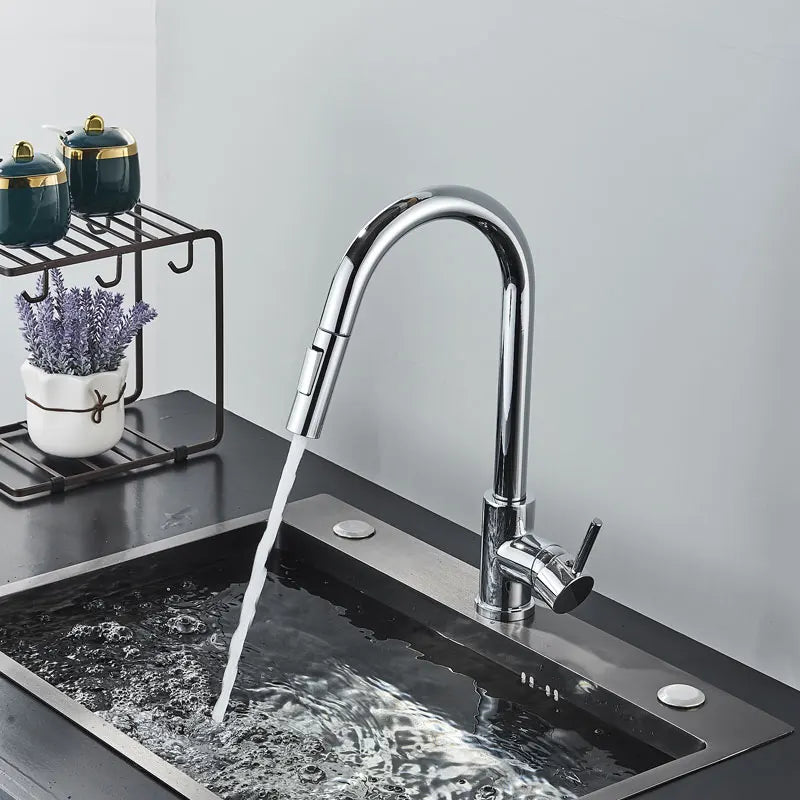 FMHJFISD Kitchen Faucet Brushed Gold Pull Out Kitchen Sink Water Tap Single Handle Mixer Tap 360 Rotation Kitchen Shower Faucet