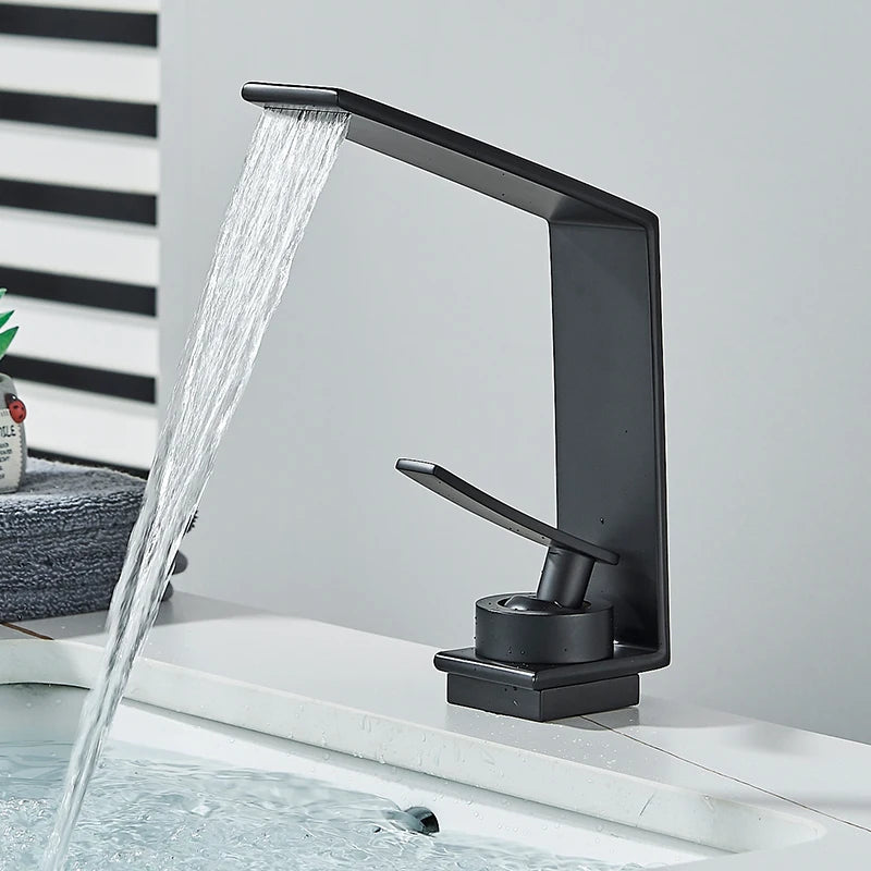 ULGKSD Bathroom Basin Faucet Modern Mixer Tap Single Hole Crane Hot&Cold For Bathroom Faucet Deck Mounted Various Basin Sink Tap