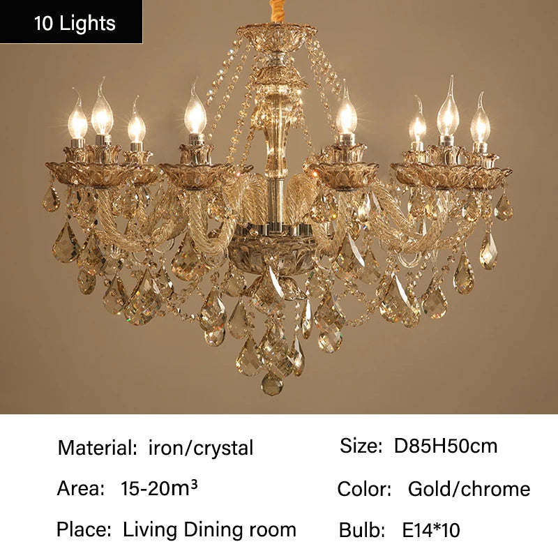 Luxury European Led Crystal Pendant Lights Living Room Lighting Decorate Chandelier Indoor Hotel Villa Hanging Lights Fixture