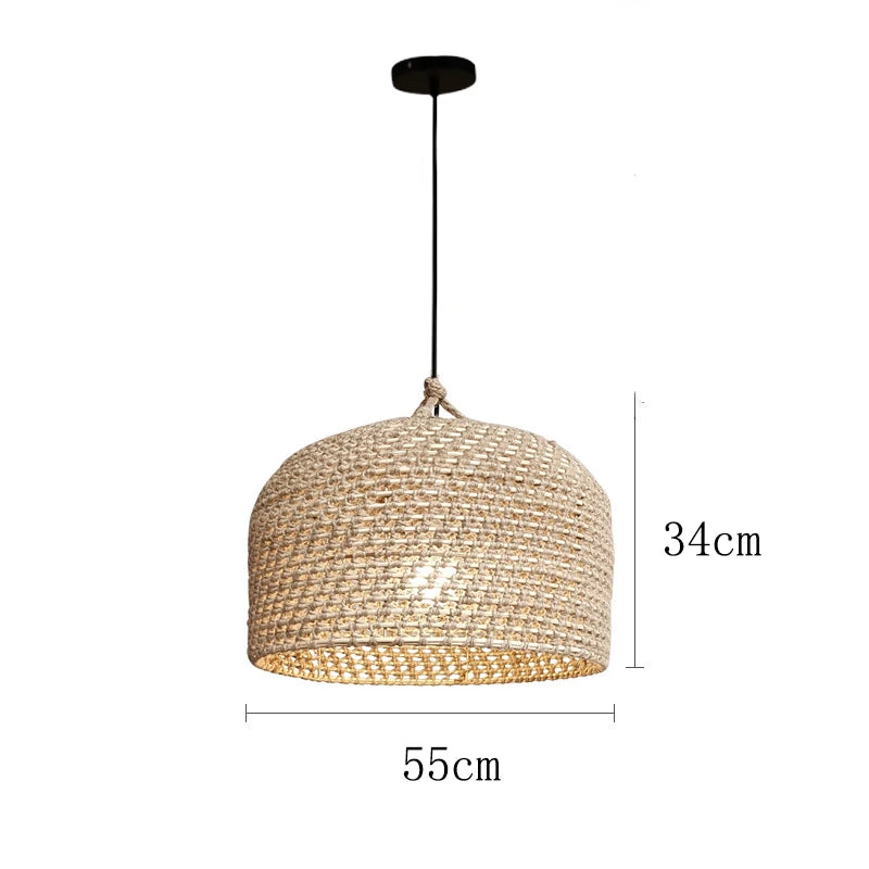 Asian Style Vintage Hemp Rope Pendant Light