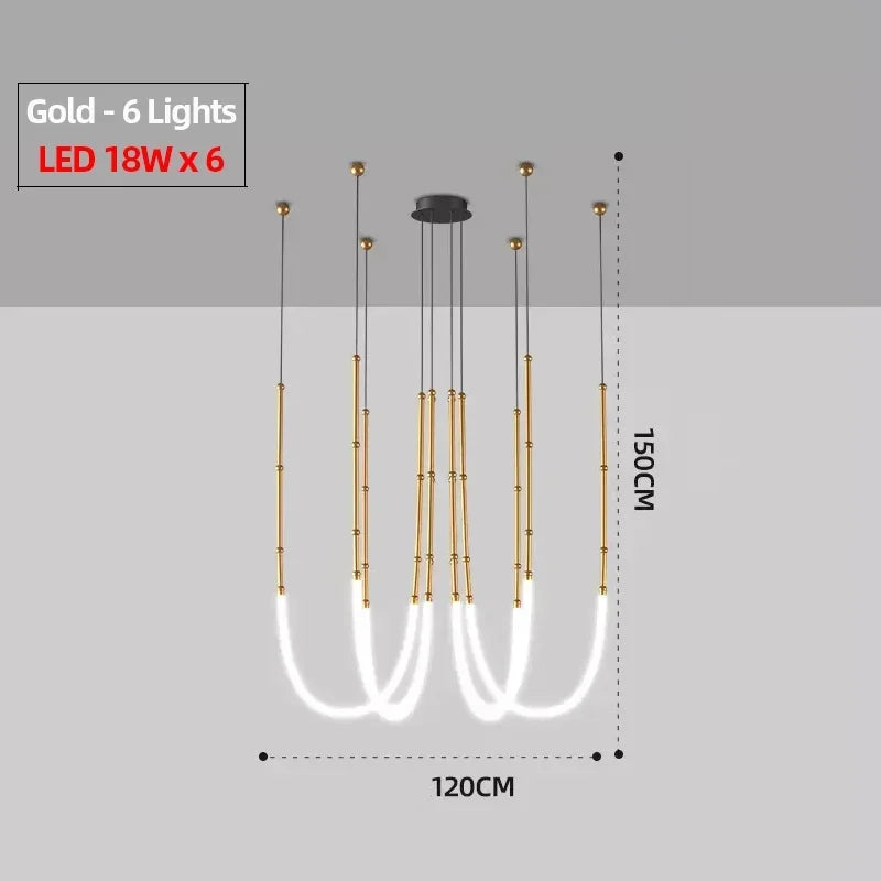 Nordic Modern  Art Line Led Pendant Lights Hanging Lamp For Dinning Room/Living Room Home Art Decoration Light Fixture