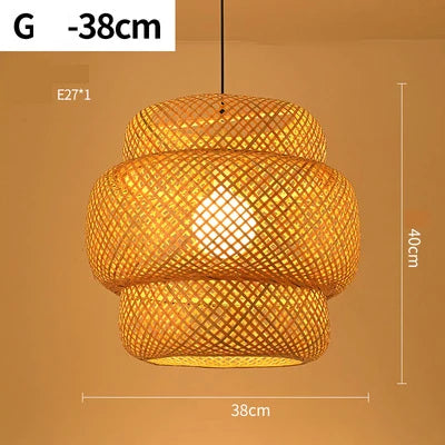 Round Handmade LED Bamboo-Rattan Chandelier
