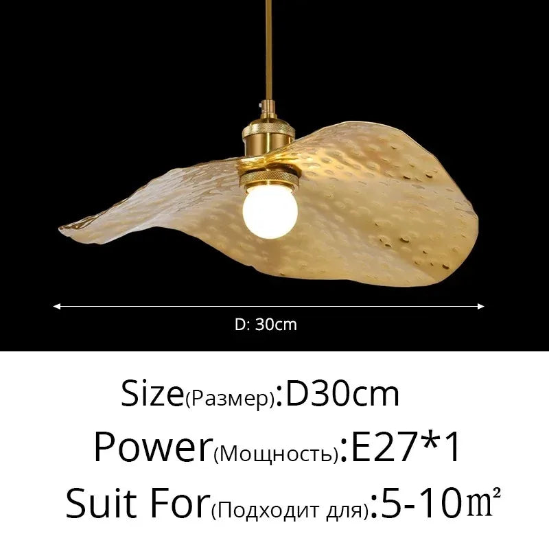 Lotus Leaf Hammered Brass Minimalist Pendant Lamp
