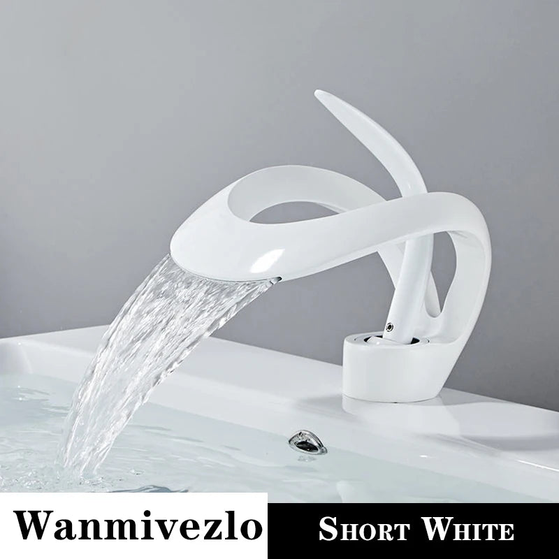 Creative Bathroom Basin Sink Faucet Brass Deck Mounted Single Handle Single Hole Stream Sprayer Cold Hot Water Mixer Bath Tap