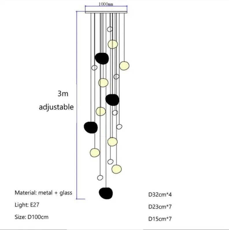 Cobblestone Glass Pendant Suspension Light