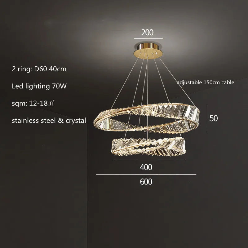 Modern Gold Ring Remote Dimmable Luxury Pendant Light