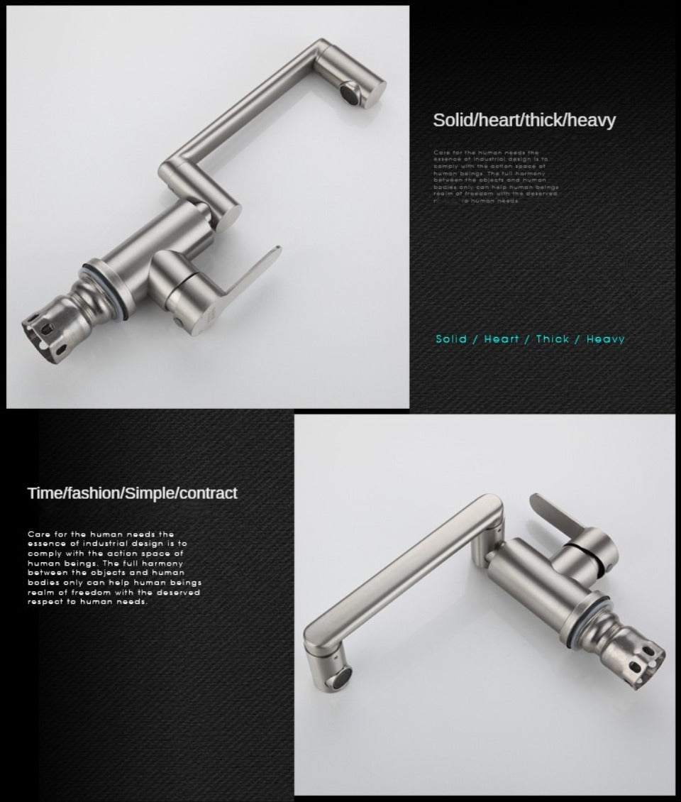 Bathroom Folding Faucet 360 Degree Rotation Single Handle Folding Faucet Taps Camping Cold and Hot Mixer Water Stainless Steel