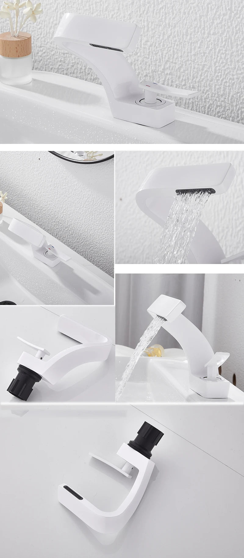 BAKALA Bathroom Deck Mounted Basin Faucet Black Sink Tap Single Hole Water Tap Hot and Cold Mitigeur Salle De Bain Mixer Faucet