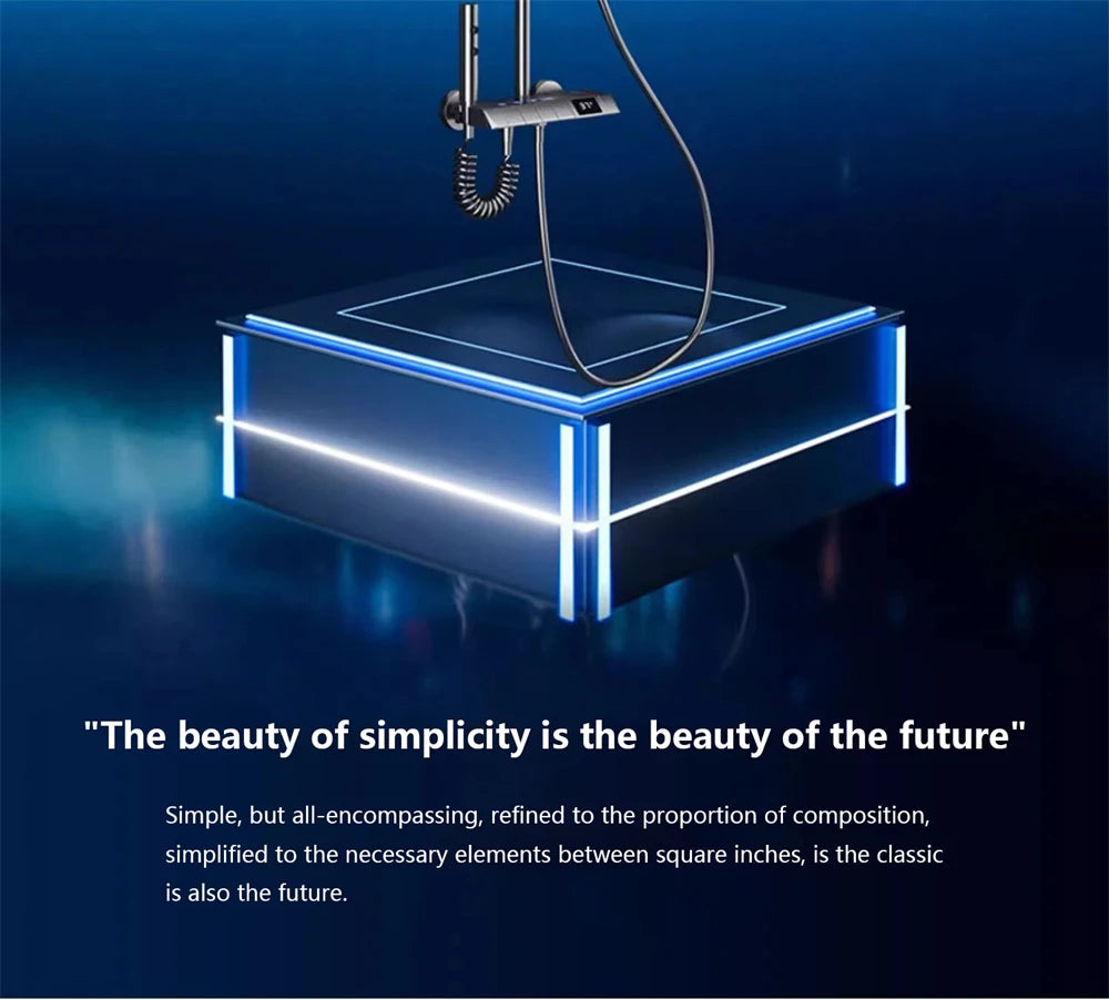 Bathroom shower system with intelligent LED temperature display multifunctional shower suite rain shower faucet complete set