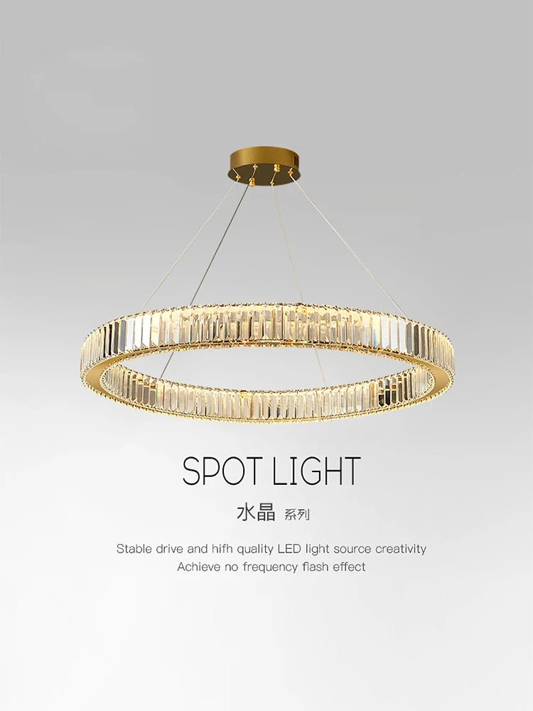 Crystal Chandelier in Simple Stainless Steel or Gold