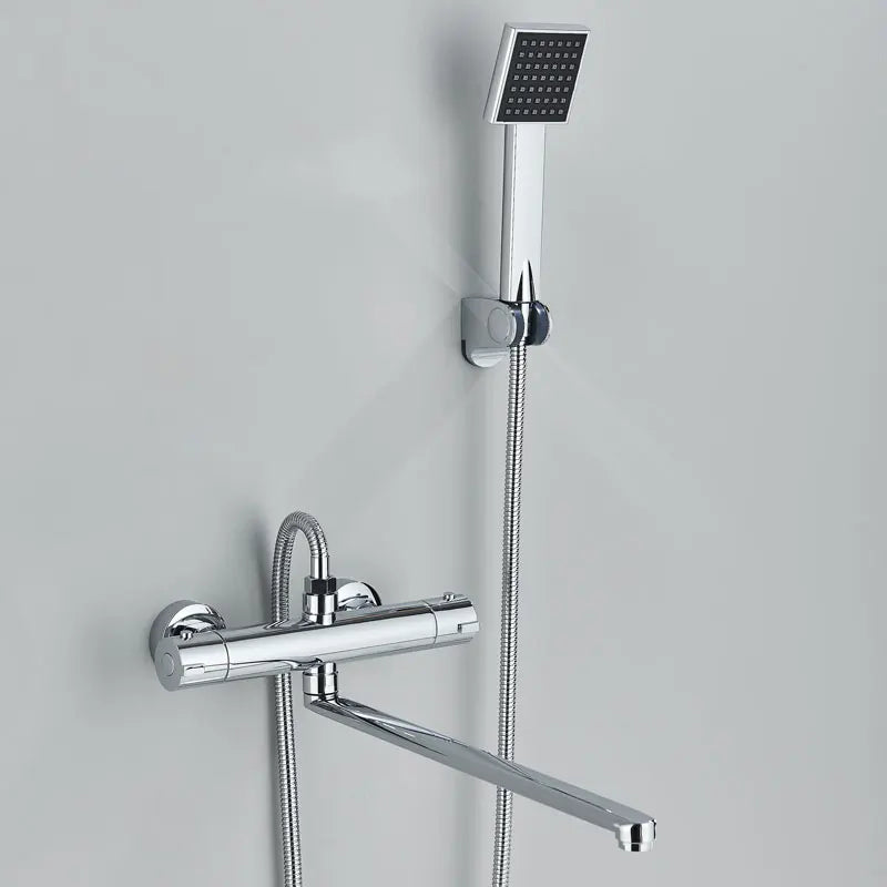 Thermostatic Shower Faucet Chrome Cold Hot Water Mixer Tap Wall Mounted Thermostat Tapware ABS Plastic Handheld Bathtub faucet