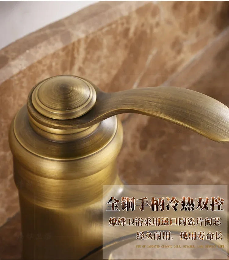 Hot selling . 6" Antique Brass Basin Faucets Crane Sink Basin Water Mixer Tap torneira