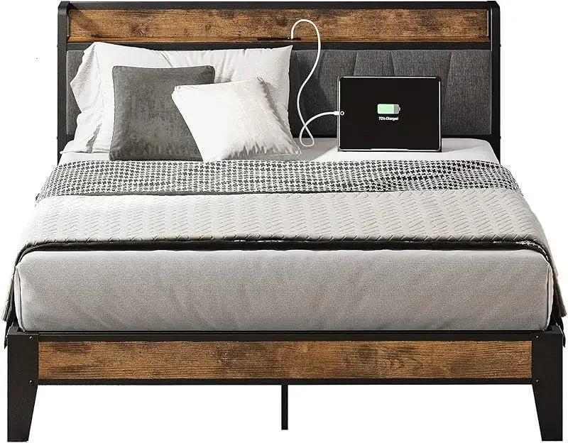 King Size Storage Bed Frame with Charging Station