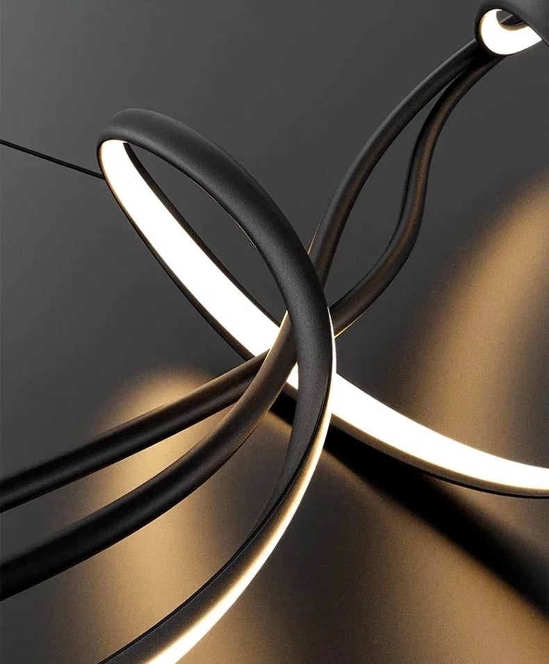 Modern Lines Led Pendant Light for Restaurant Dining Room Tables Kitchen Bar Counter Black Chandelier Home Decor Light Fixture