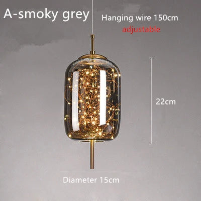 Nordic Bedside Led Glass Pendant Lights For Bedroom Bar Dining Living Room Amber Hanging Light Fixture Pendant Lamp
