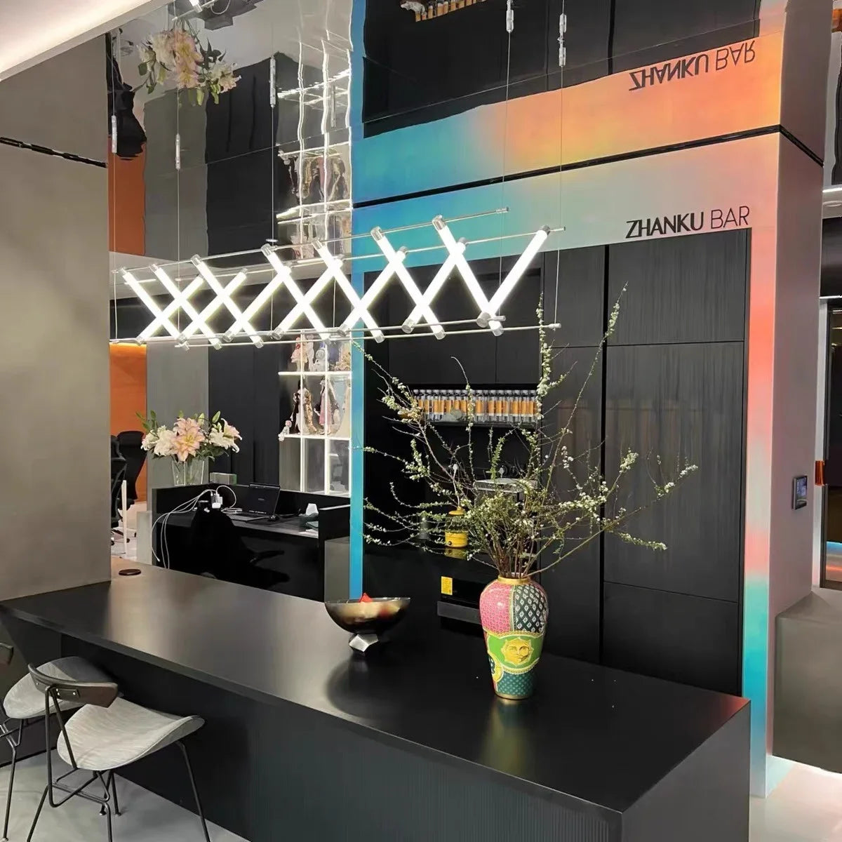 Acrylic Tube LED Hanging Pendant Light for Dining Room Restaurant Hanging Chandelier Long Ceiling Pendant Lamp Kitchen