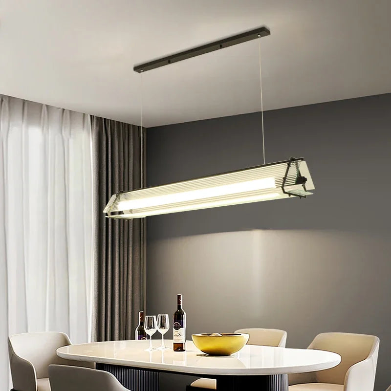 Nordic Led Long Tube Glass Pendant Lights