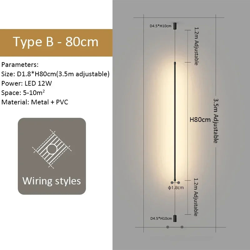 Linear Pendant Light Black Hanging Lamp
