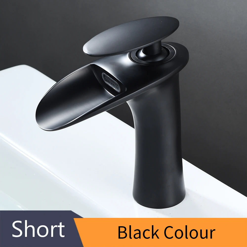 Gold Basin Faucets Waterfall Bathroom Faucet Single handle Basin Mixer Tap Bath Faucet Brass Sink Water Crane Silver 855923