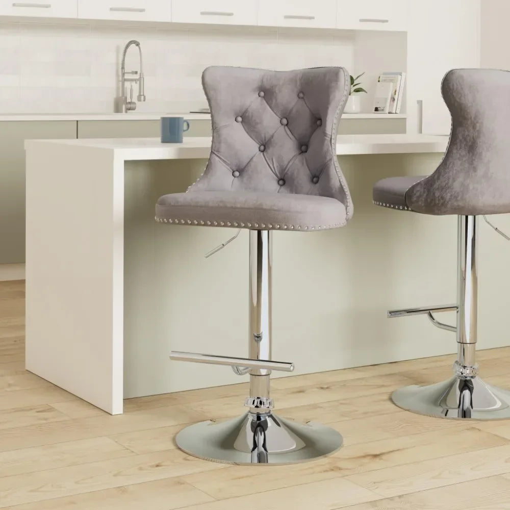 Velvet Button Tufted Stools Counter Height Bar Stools Set of 4