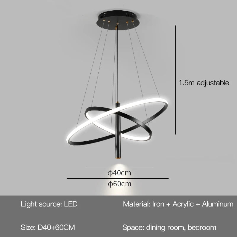 Modern Round LED Chandeliers for Living Room Dining Room Kitchen Island Luster Pendant Lights Fixture Home Decor Indoor Lighting