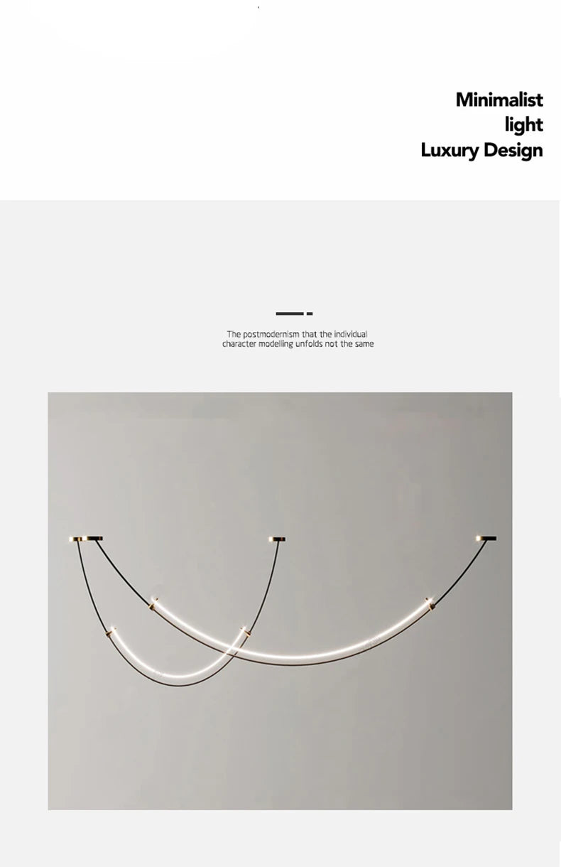Nordic Line Led Pendant Lights for Living Dining Room Bar Counter Black Chandelier Home Decoration Lighting Suspension Design