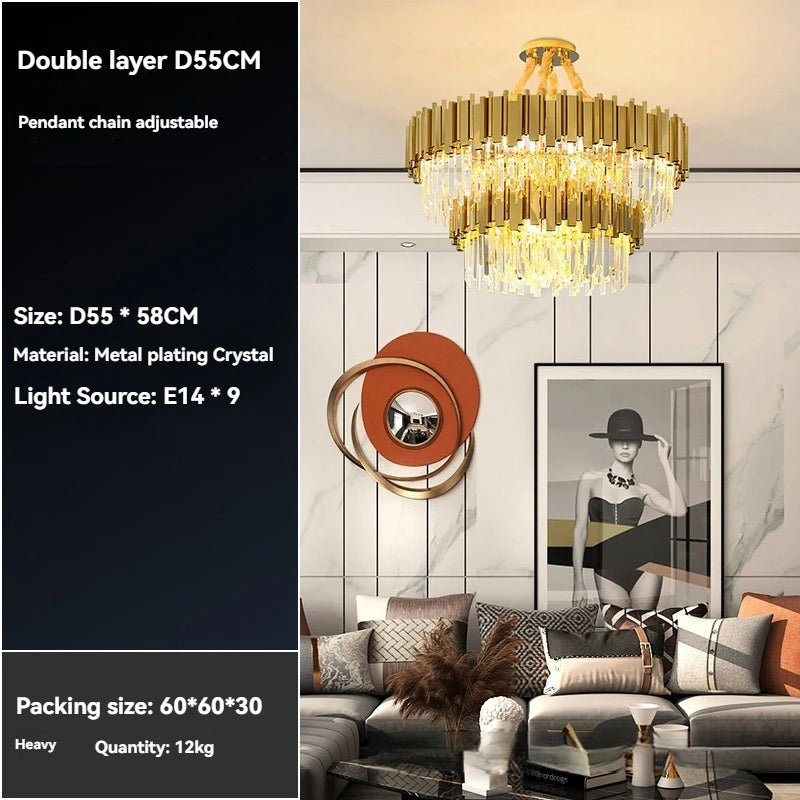 Gold Crystal LED Chandelier Lighting