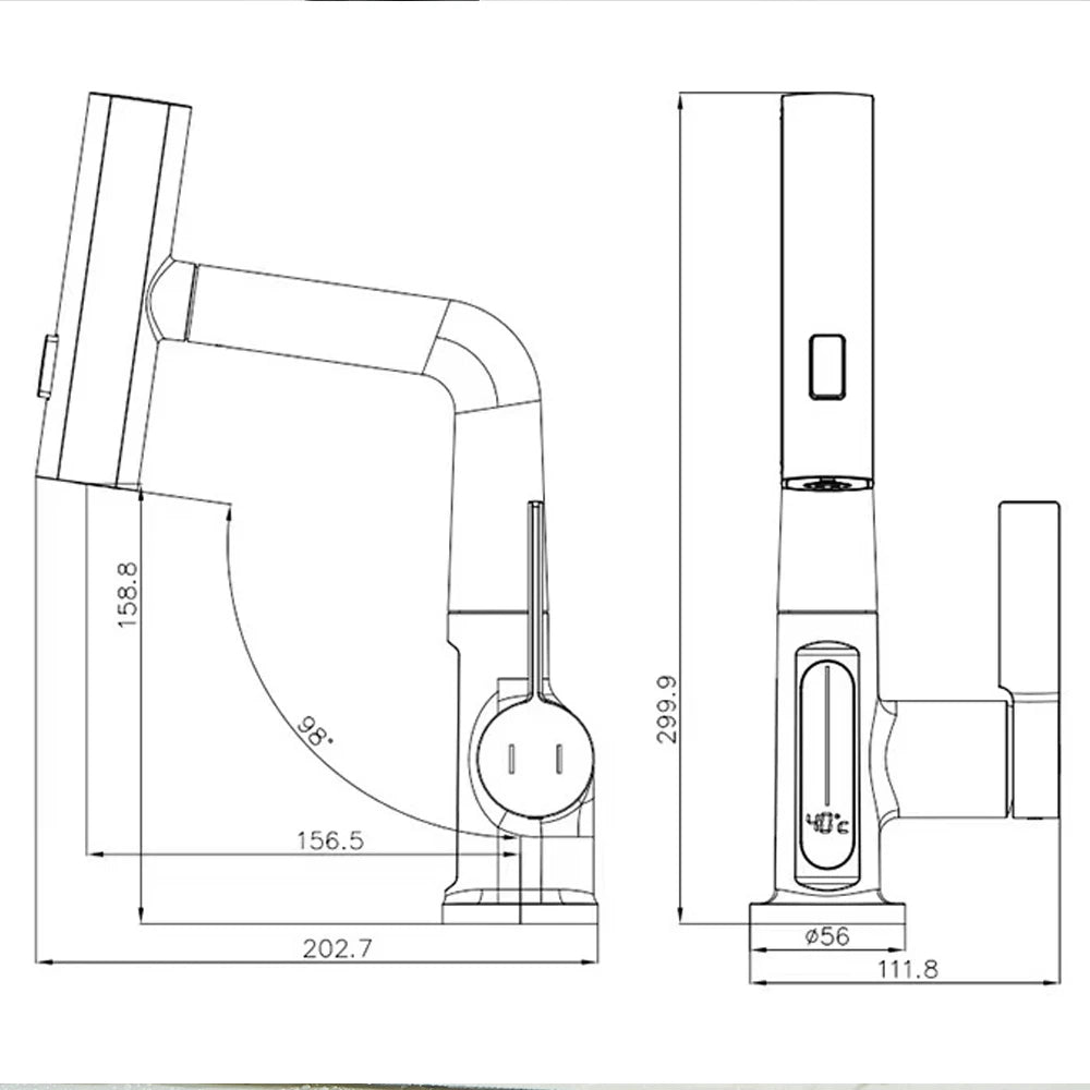 Waterfall Temperature Digital Display Basin Faucet Lift Up Down Stream Sprayer Hot Cold Water Sink Mixer Wash Tap For Bathroom