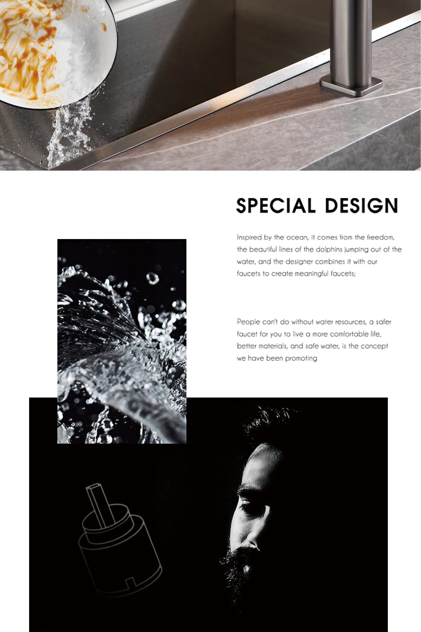 Luxury gun gray kitchen faucet intelligent touch digital display design Dual control cold & hot filtering water sensing sink Tap