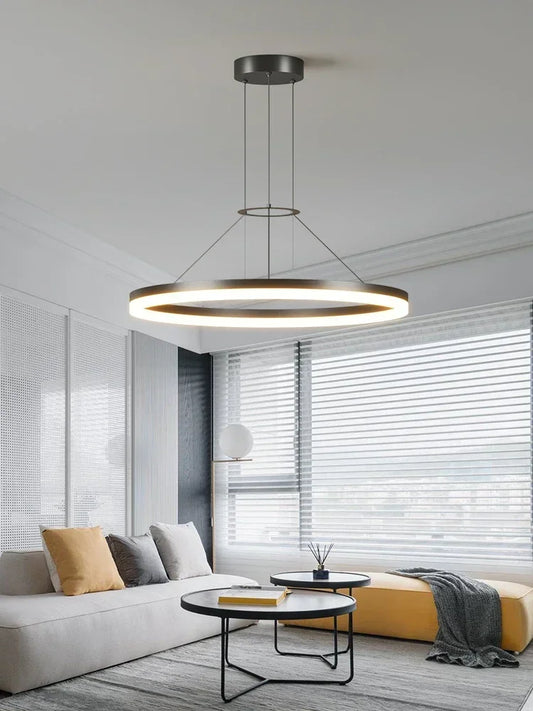 Modern Black Ring Minimalist Led Pendant Lamp