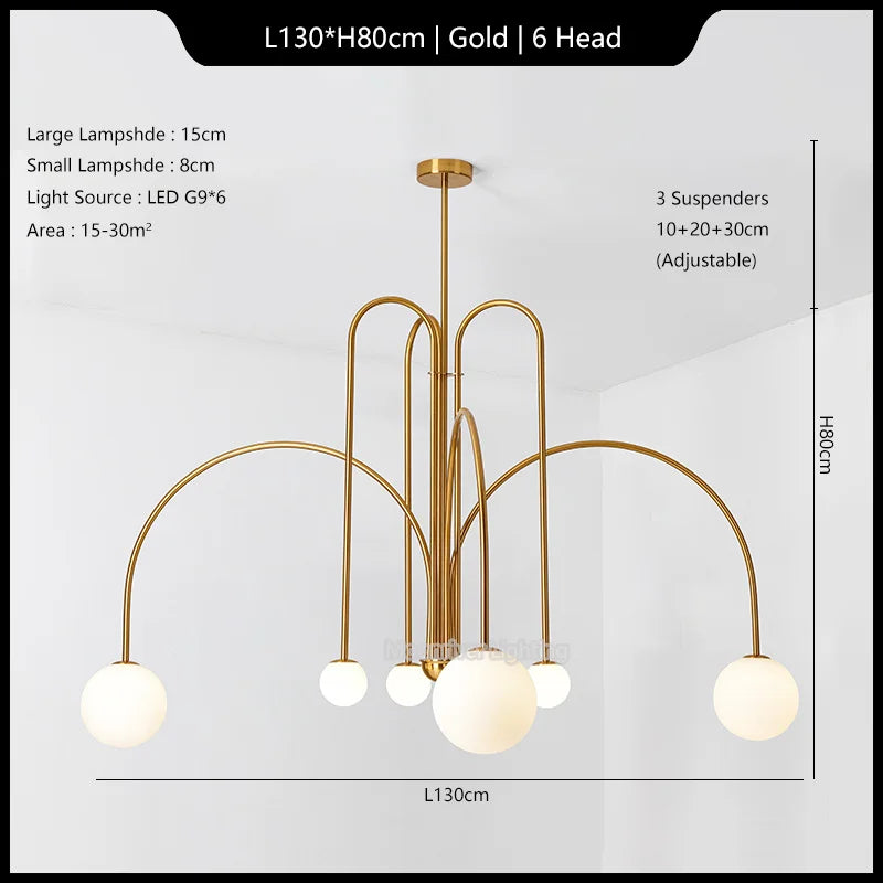 Chandelier Italian Room Decor Ceiling Lamp Magic Beans House Appliances Led Modern Iron Glass Style Pendant Lights for Home