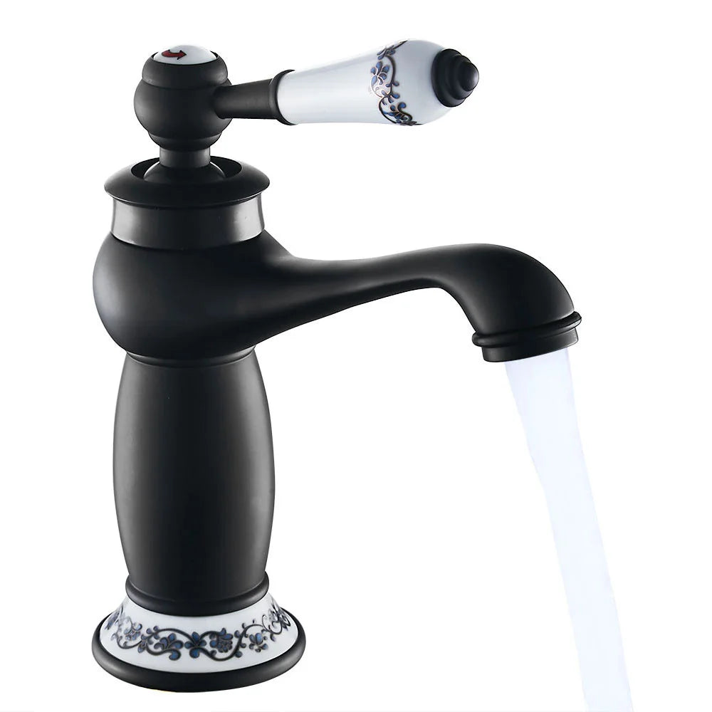 Basin Sink Faucet Mixer Faucet Single Lever Hot Cold Water Tap Brass Bath Faucet Retro Water Saving Bathroom Washbasin Taps