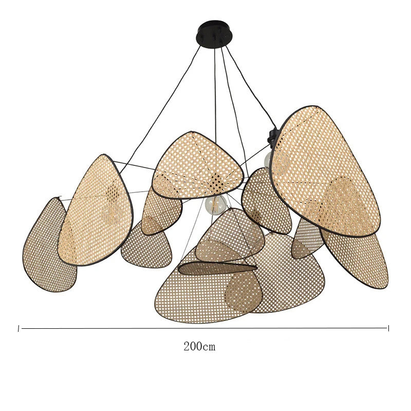 New Chinese Style Pendant Lights Black Rattan Suspension Luminaire for Restaurant Dining Room Home Decor Designer Light Fixtures