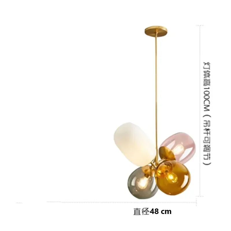 Old Branch Post-modern Stained Glass Chandelier Modern Minimalist Bedroom Warm Children Room Art All-copper Lamps
