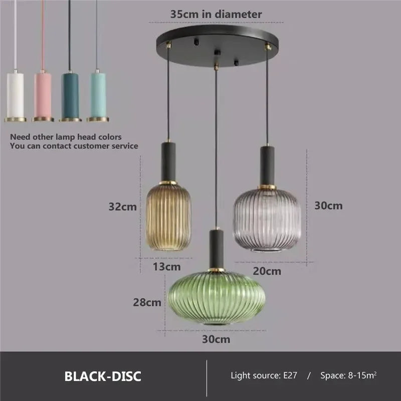 Retro Restaurant Colorfull Glass Pendant Lights