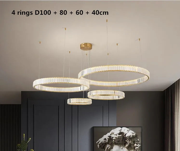 Postmodern Living Room Crystal Chandelier Remote Control Dimmable