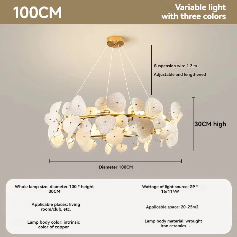 Modern Lotus Leaf Chandelier For Dining Room Long Kitchen Table Living Room Ceramic Lotus Petal Pendant Chandelier Lights