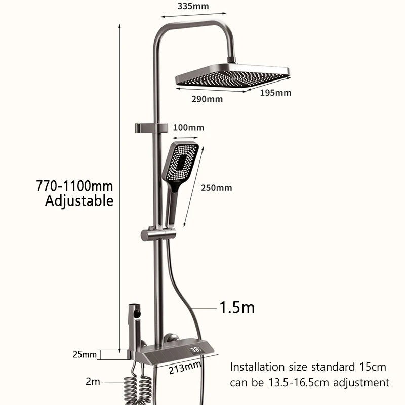 Black or Brass 4 Way Shower System Set