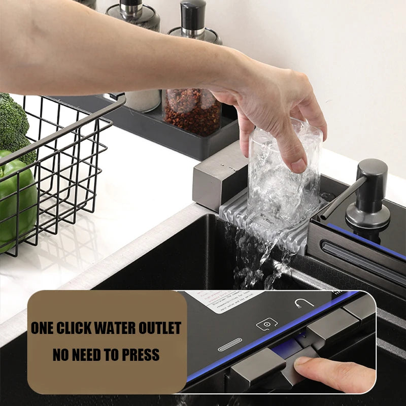 304 Stainless Steel Kitchen Sink Faucet Set Rainfall Spout Pull Out Sprayer Pure Tap Cold Hot Water Mixer Multifunctional Kitchen