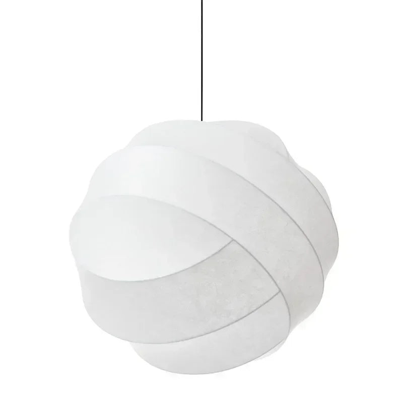 Wabi Sabi Silk Pendant Light for Restaurant Study Homestay Indoor Decor Nordic Modern Ball Ceiling Hanging Lamp Home Decoration