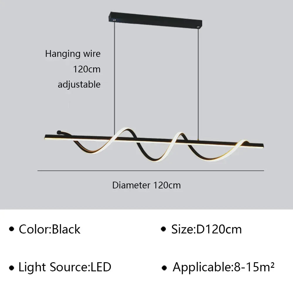 Modern Linear and LED Rope Pendant Lamp