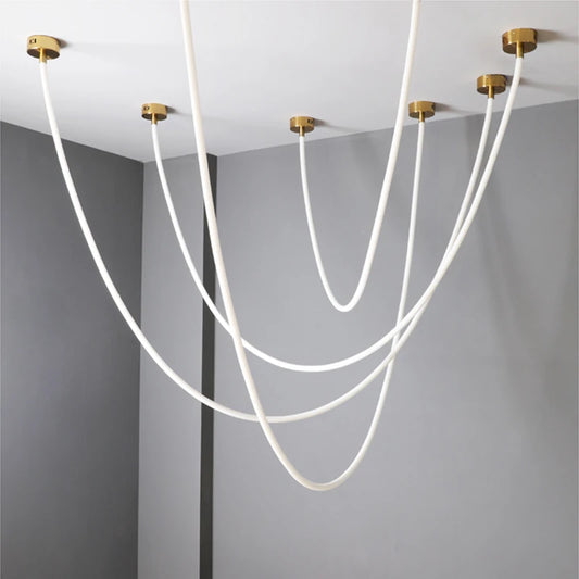 Modern LED Chandelier Silicone Lamps 360-degree Light-emitting for Living Room Restaurant Department Hotel Office Pendant Lights