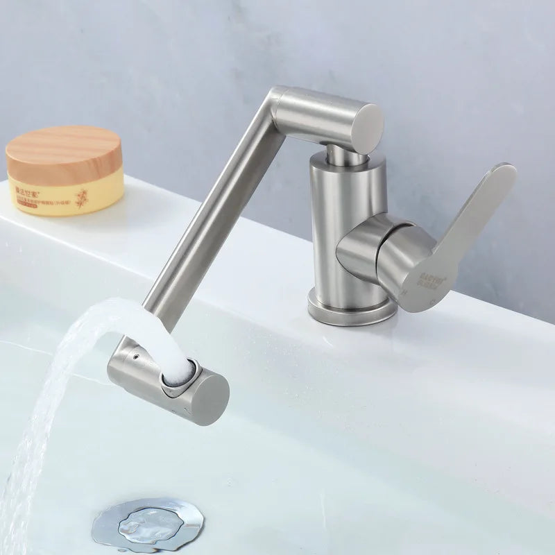 Bathroom Folding Faucet 360 Degree Rotation Single Handle Folding Faucet Taps Camping Cold and Hot Mixer Water Stainless Steel