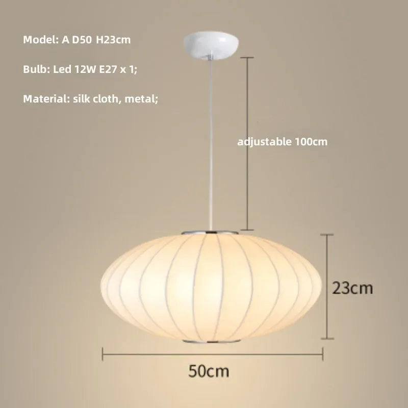 Nordic Minimalism Silk Led Pendant Lights Wabi Sabi Lustre E27 Pendant Lamp Suspend Chandelier Led Luminarias Hang Lamp Fixtures