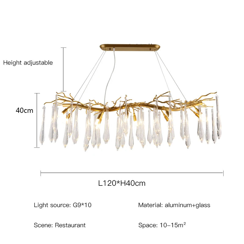 Branch Crystal Chandelier For Kitchen Table Living Dining Room Bedroom Round Modern Gold Crystal Hanging Chandelier Lights