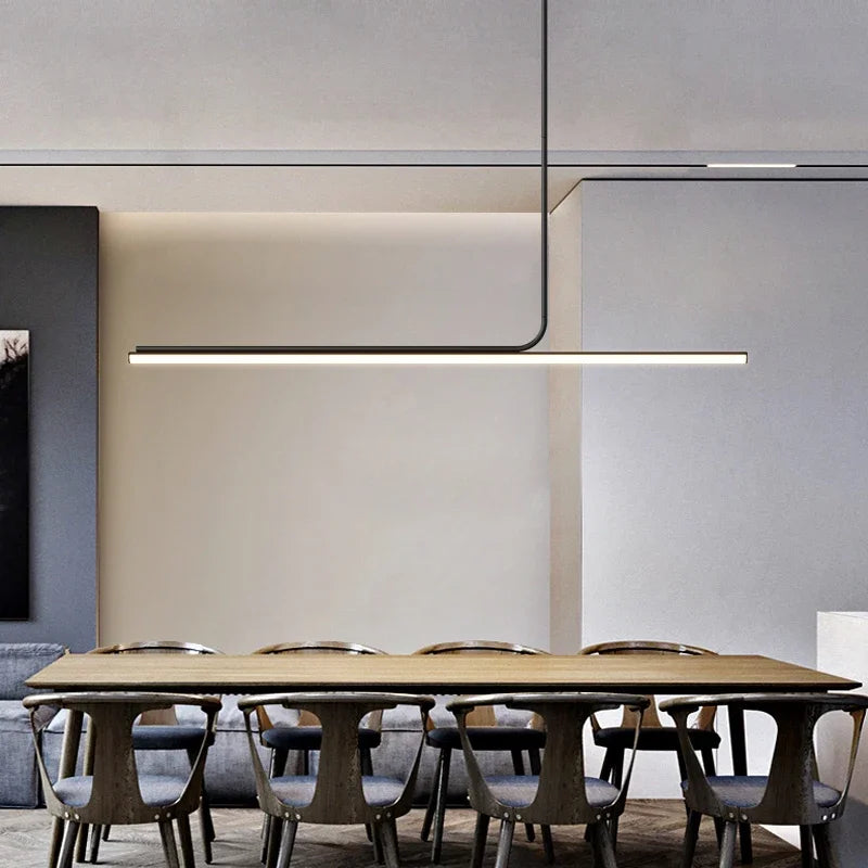 Minimalist Long Pendant Lamp 360 Luminous Strip Light Fixture